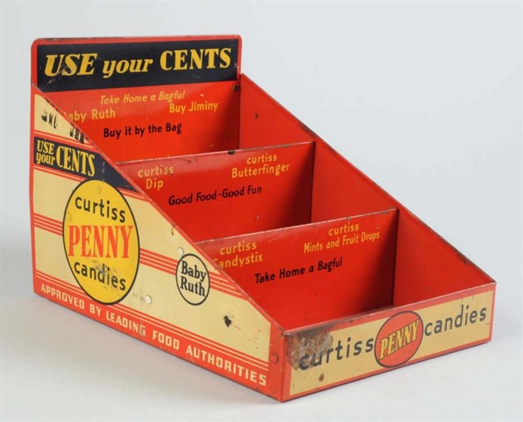 CURTISS PENNY CANDIES TIN DISPLAY RACK.           