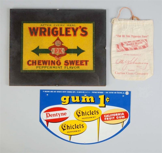LOT OF 3: CHEWING GUM ADVERTISING PIECES.         