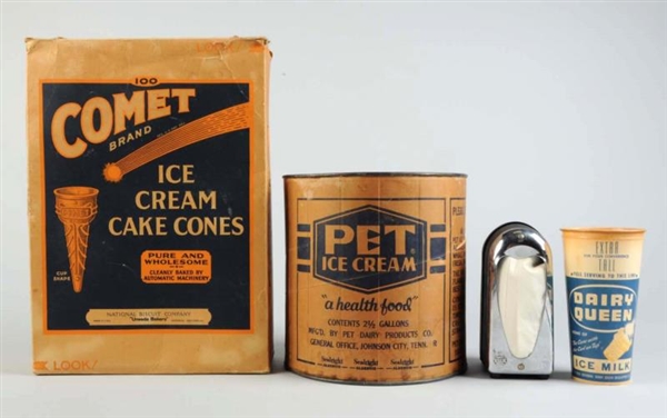 LOT OF 4: ICE CREAM RELATED ITEMS.                