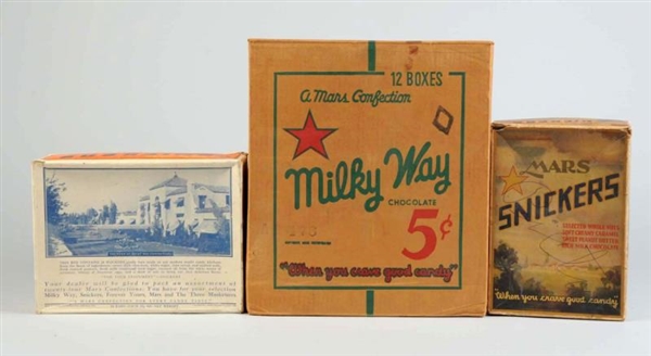 LOT OF 3: CARDBOARD CANDY BOXES.                  