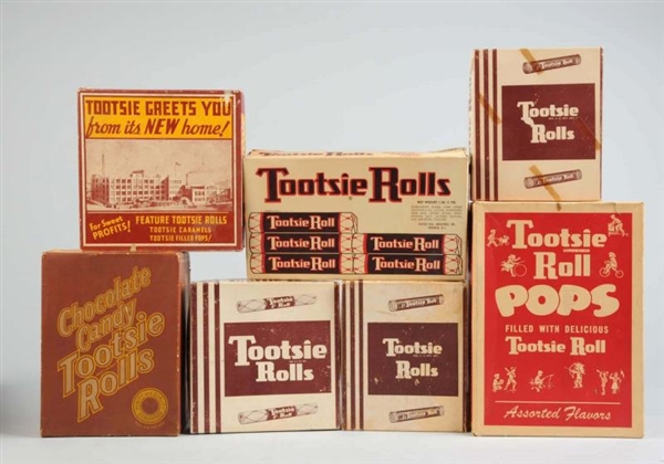 LOT OF 7: TOOTSIE ROLL & POPS CANDY BOXES.        