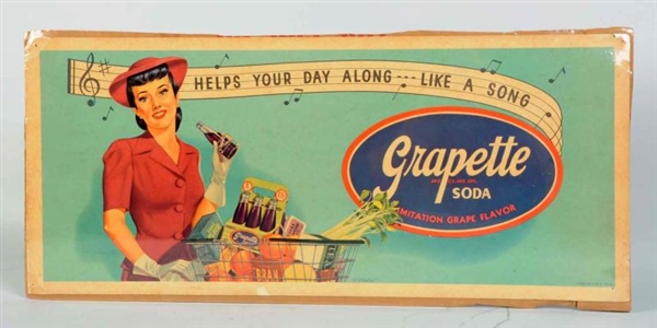 1940S GRAPETTE SODA CARDBOARD SIGN.              