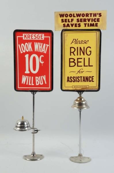 LOT OF 2: STORE SERVICE BELLS ON STANDS.          