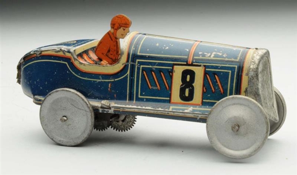 FRENCH TIN LITHO WIND-UP RACE CAR.                