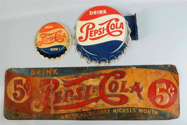 LOT OF 3: PEPSI SIGNS.                            