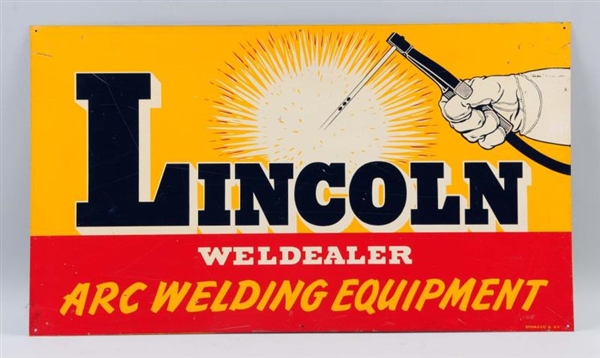 LINCOLN WELDING EQUIPMENT TIN SIGN.               
