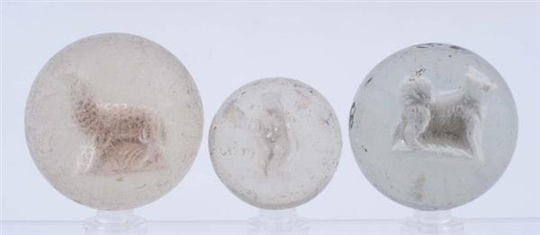 LOT OF 3: SULPHIDE MARBLES.                       