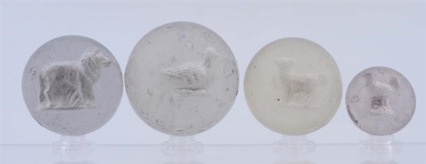 LOT OF 4: SULPHIDE MARBLES.                       