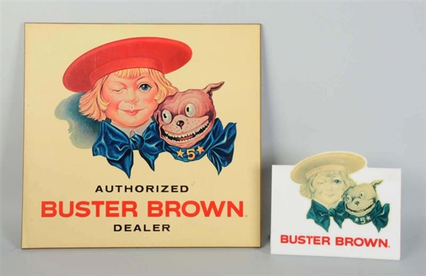 LOT OF 2: BUSTER BROWN SHOES SIGN.                