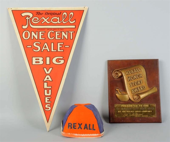 LOT OF 3: REXALL DRUG STORE ITEMS.                