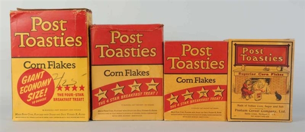 LOT OF 4: POST TOASTIES BOXES.                    