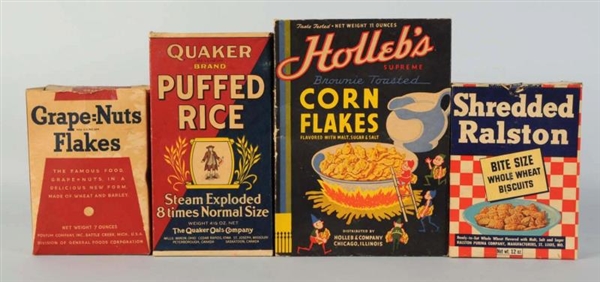 LOT OF 4: ASSORTED CEREAL BOXES.                  
