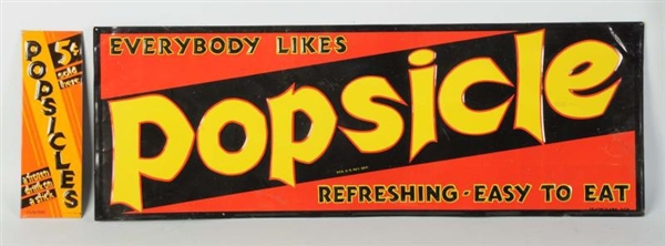 LOT OF 2: POPSICLE ADVERTISEMENTS TIN SIGNS.      