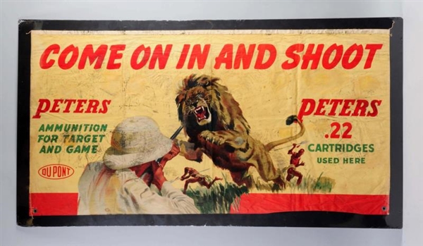DUPONT PETERS AMMO CLOTH SIGN.                    