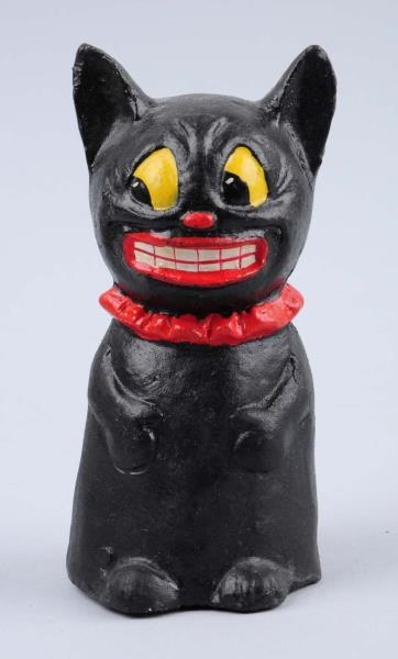 PAPIER MACHE BLACK CAT CANDY CONTAINER.           