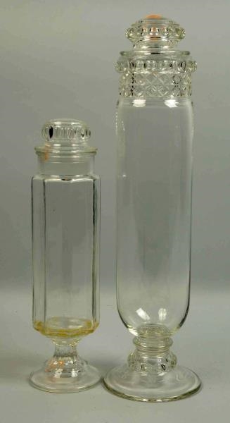 LOT OF 2: GLASS CANDY JARS.                       