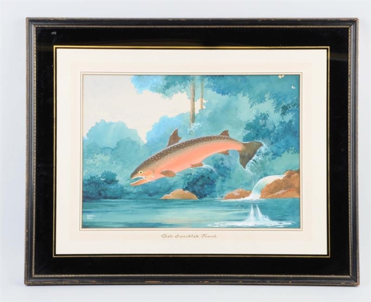 WATERCOLOR OF TROUT BY WORDEN WOOD.               