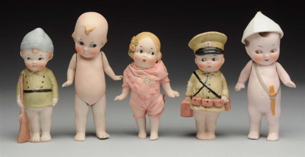 LOT OF 5: ALL-BISQUE FIGURES.                     