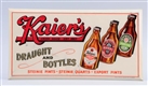 KAIERS BEER CELLULOID OVER CARDBOARD SIGN.       