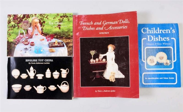 LOT OF 4: BOOKS ON DOLL DISHES AND CHINA.         