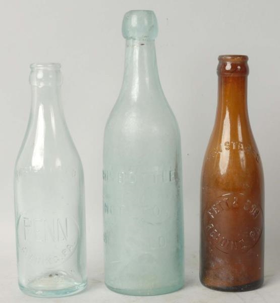 LOT OF 3: GLASS BOTTLES FROM READING, PA.         