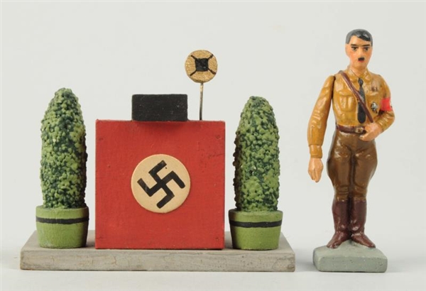 LOT OF 2: LINEOL 7CM HITLER AND PODIUM.           