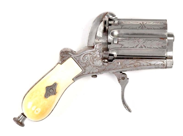 EXQUISITE FRENCH PIN FIRE POCKET REVOLVER.        