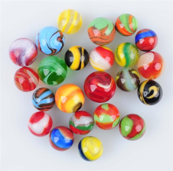 LOT OF 23: MACHINE MADE MARBLES.                  