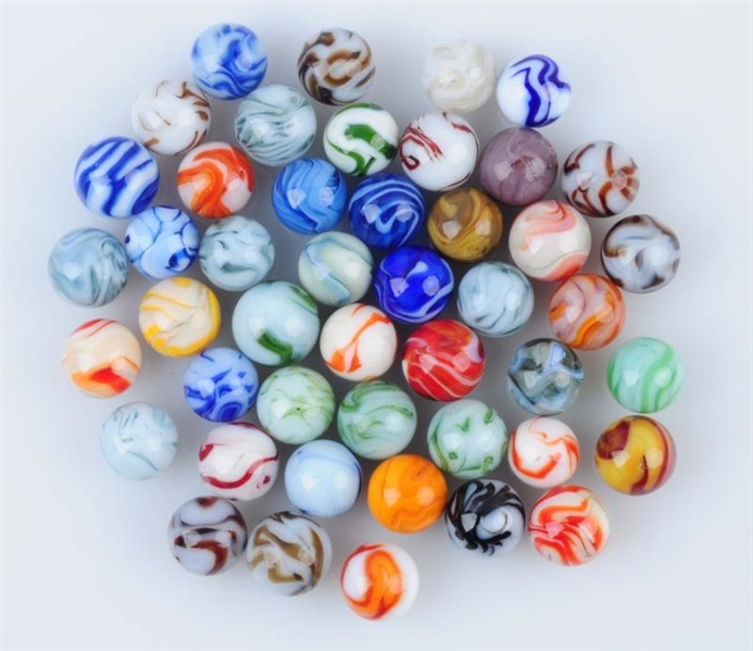 LOT OF 46: MACHINE MADE MARBLES.                  