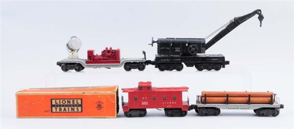 LIONEL 2460 CRANE & OTHER ASSORTED FREIGHTS.      