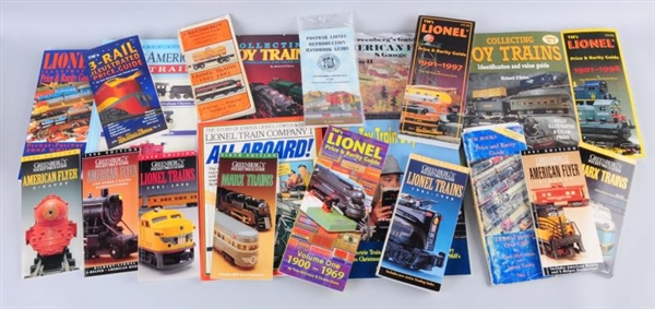 LARGE ASSORTMENT OF BOOKS ON TOY TRAINS.          