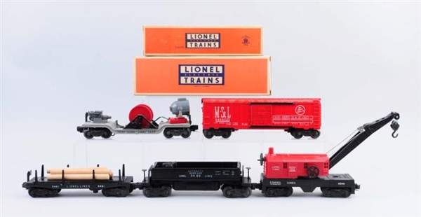 LOT OF 5: LIONEL ASSORTED FREIGHT CARS.           