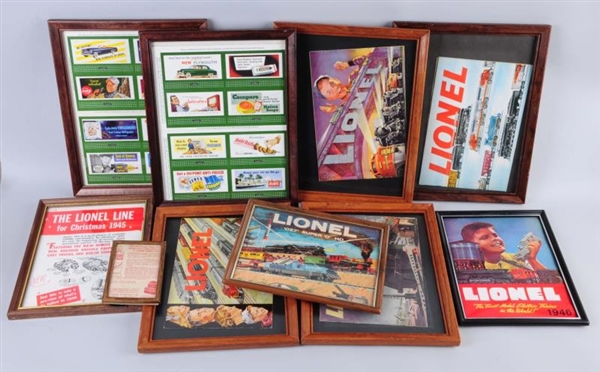 LARGE GROUPING OF LIONEL FRAMED CATALOGS PLUS.   
