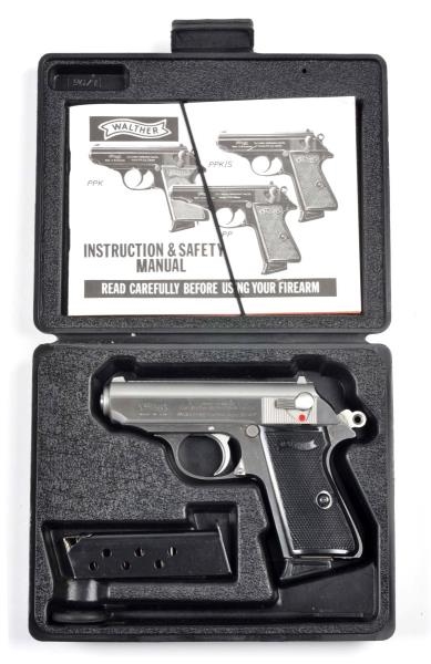 **MIB STAINLESS WALTHER PPK/S SEMI-AUTO PISTOL.   