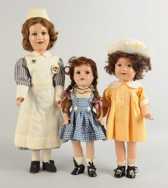 LOT OF 3: ALL COMPOSITION DOLLS.                  