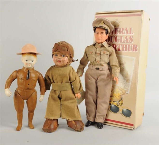 LOT OF 3: MILITARY DOLLS.                         