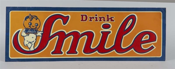 SMILE SODA EMBOSSED TIN ADVERTISING SIGN          