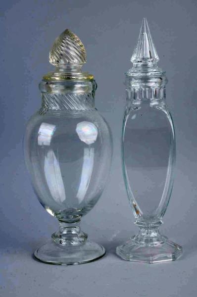 LOT OF 2: GLASS CANDY JARS.                       