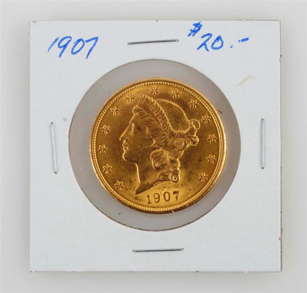 1907 $20 GOLD LIBERTY.                            