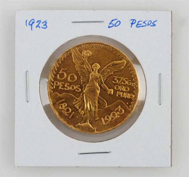 1923 50 PESO MEXICAN GOLD.                        