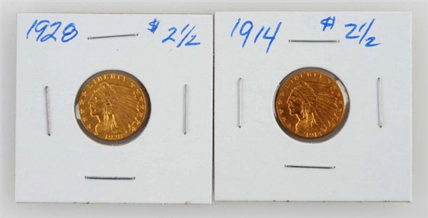 LOT OF 2: $2.50 GOLD INDIANS.                     