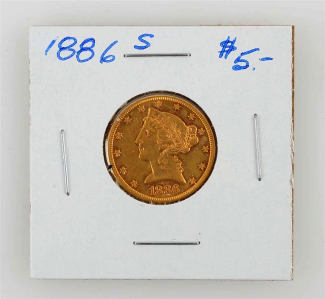 1886 S $5.                                        