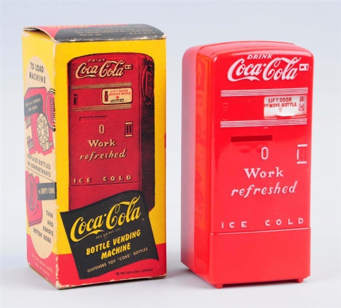 1950S COCA-COLA PLASTIC SAVINGS BANK & BOX.      