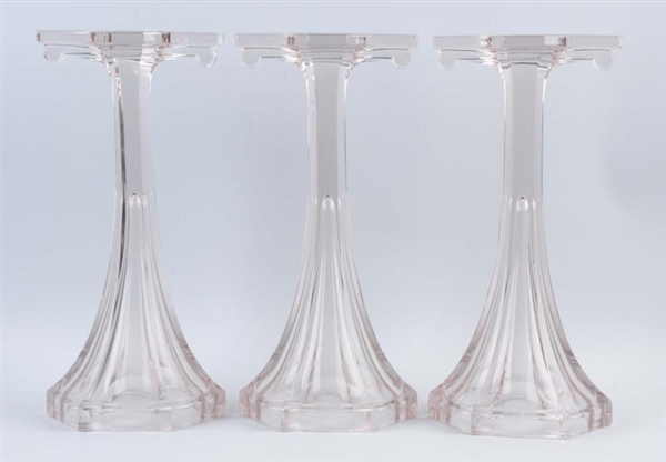 LOT OF 3: GLASS BAKERY SHOP DISPLAY PEDESTALS.    