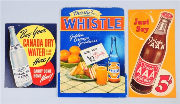 LOT OF 3: ASSORTED SODA ADVERTISING SIGNS.        