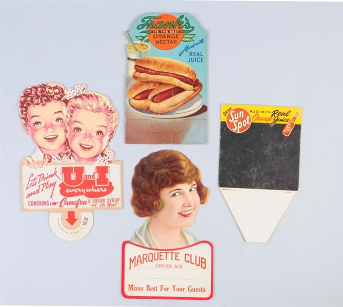 LOT OF 4: ASSORTED SODA ADVERTISING SIGNS.        