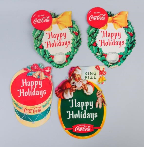 LOT OF 4: COCA-COLA HOLIDAY CUT-OUT SIGNS.        