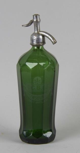 COCA COLA GREENSBURG GREEN GLASS SELTZER BOTTLE   