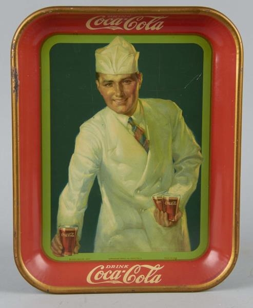 COCA COLA SODA JERK TIN SERVING TRAY              