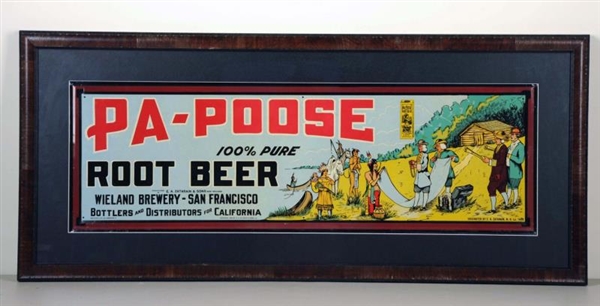 PA - POOSE ROOT BEER RARE FRAMED TIN SIGN.        